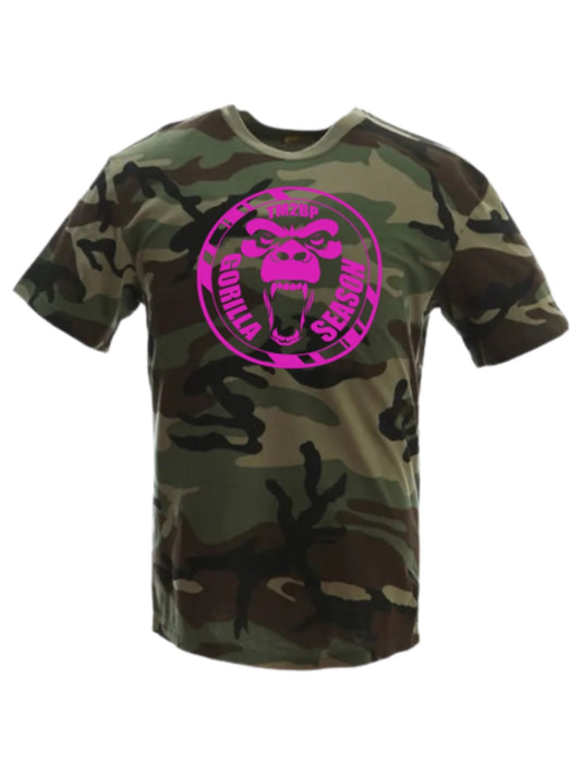 Camouflage Gorilla Season T-Shirt | Pink